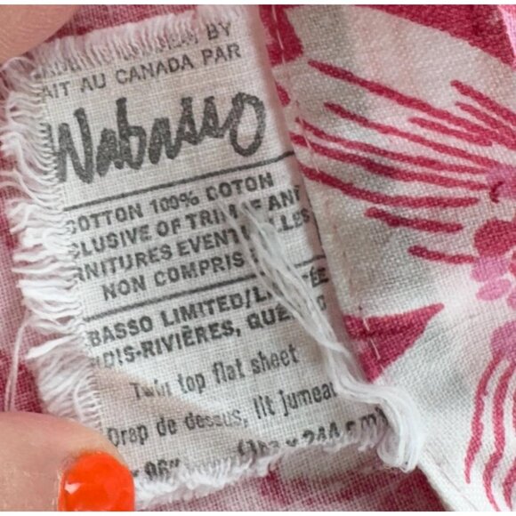 Vintage 70s flat /top sheet, pink and white flowers bedsheet, twin size bed - Picture 4 of 8